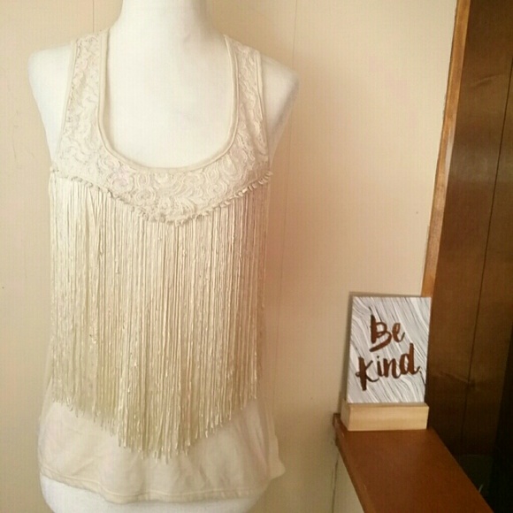 Taylor & Sage Tops - ❌❌❌❌SOLD❌❌❌❌ Fringe Top Crochet Back